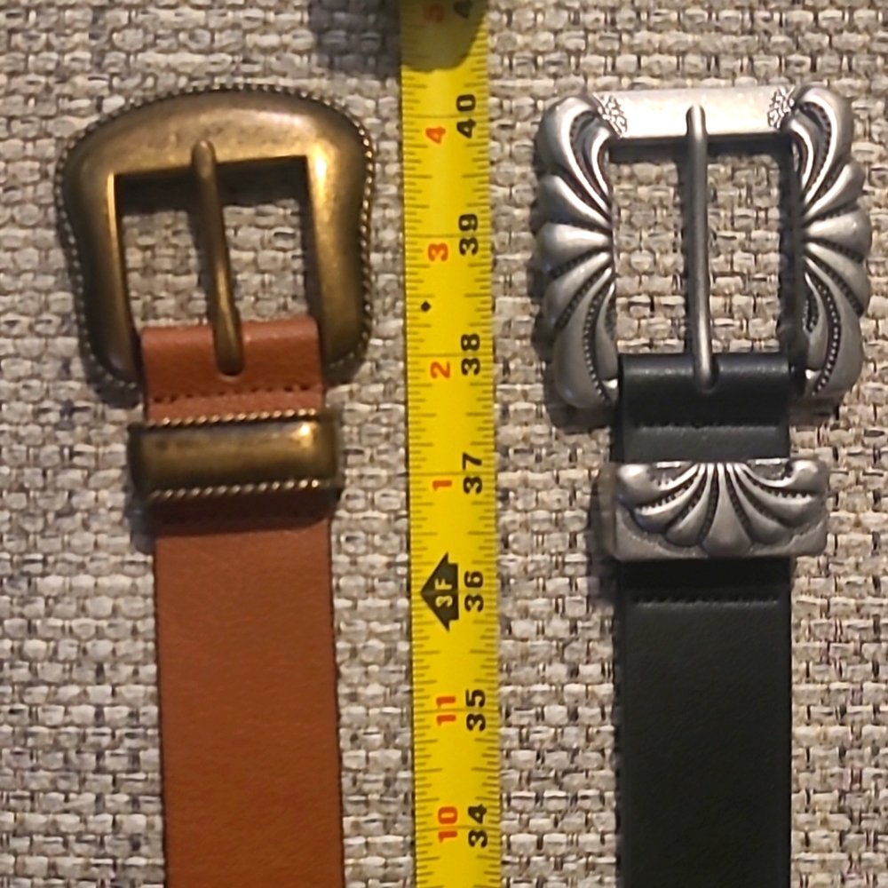 Express, S, Belts in Tan & Gold And Black & Silver, Size 40, Intricate Buckles